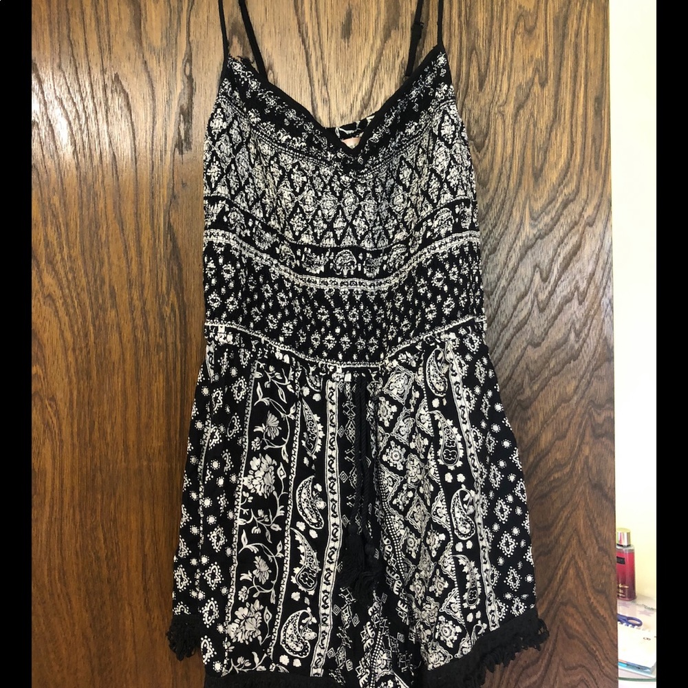 Black and white printed romper